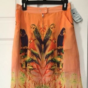 Long patterned skirt with middle slit, NWT